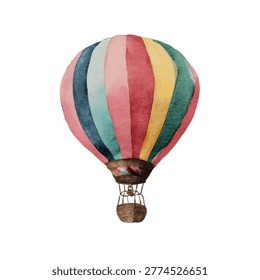 Multicolored hot air balloon floating
