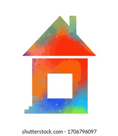 A multi-colored house. stay at home. Vector illustration
