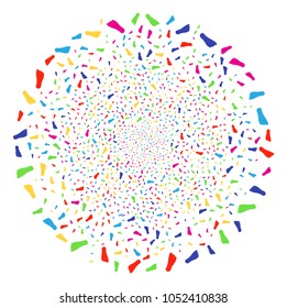 Multicolored Human Footprint carnival globula. Vector round cluster salute combined from randomized human footprint elements. Bright Vector illustration.