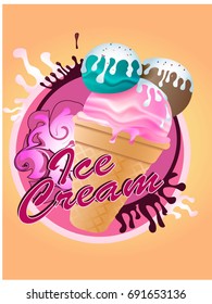 Multicolored ice cream logo and emblem