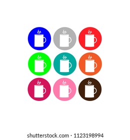 Multicolored icon set with mug. Icon of breakfast