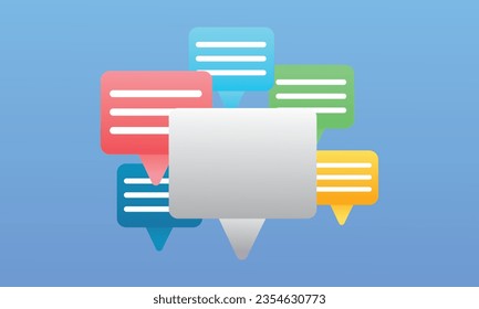 multicolored icon symbol of dialog box or speech bubble. Chat message, message, talk concept.on blue background.Vector Design Illustration.