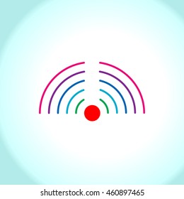multicolored icon Wi Fi with waves aimed in different directions
