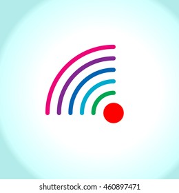 multicolored icon Wi Fi with waves pointing to the left
