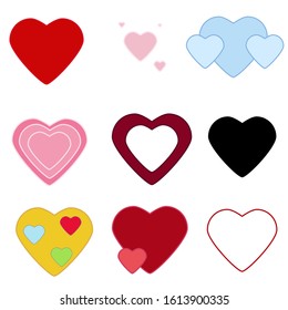 multicolored icons image heart vector set