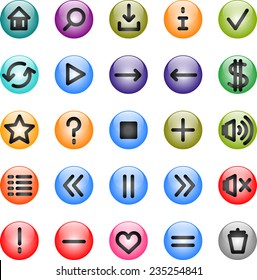 multicolored icons on white background