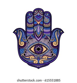 Multicolored Illustration Hamsa Hand Symbol Hand Stock Vector (Royalty ...