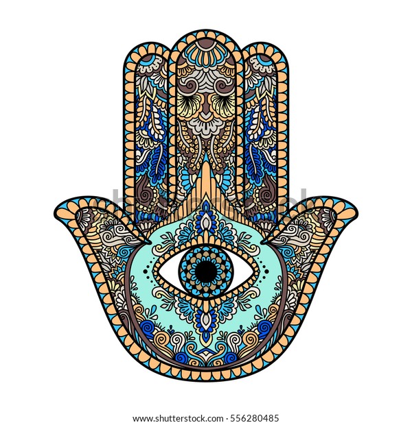 Multicolored Illustration Hamsa Hand Symbol Hand Stock Vector (Royalty ...