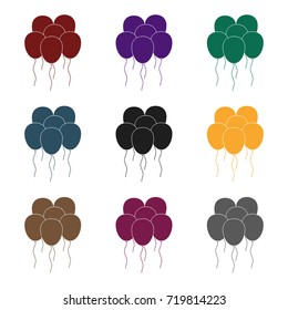 Multicolored inable balls.Party and parties single icon in black style vector symbol stock illustration.
