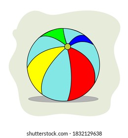Balón inflable multicolor para jugar en la playa. Ilustración vectorial.