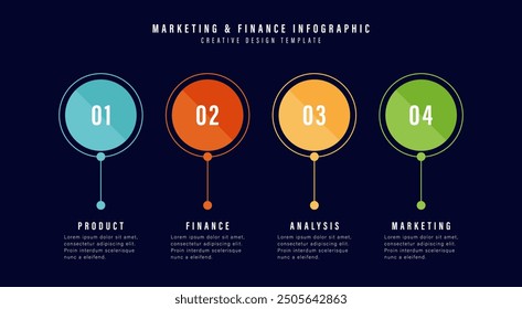 Multicolored infographic element with numbers and 4 options or steps. Can be used for process, presentation, diagram, workflow layout, infographic, web design. Vector illustration.