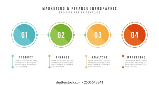 Multicolored infographic element with numbers and 4 options or steps. Can be used for process, presentation, diagram, workflow layout, infographic. Vector illustration.