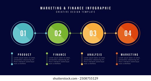 Multicolored infographic element with numbers and 4 options or steps. Can be used for process, presentation, diagram, workflow layout, infographic. Vector illustration.