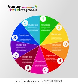 Multi-colored infographic set, step or calculation 9 options