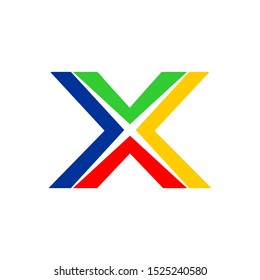 Multicolored Initial X Cut Lettermark Graphic