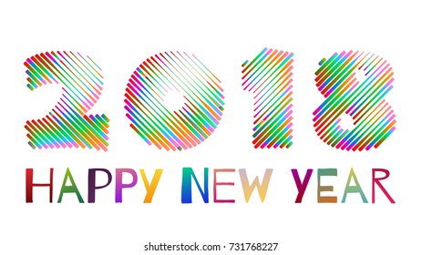 Multi-colored inscription 2018 merry christmas on a white background, template for design of a greeting card of the New Year, Christmas