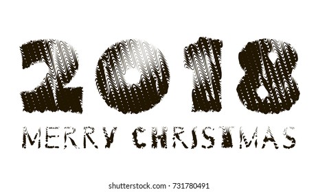 Multi-colored inscription 2018 merry christmas on a white background, template for design of a greeting card of the New Year, Christmas