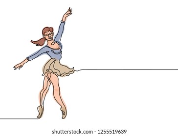 Multicolored isolated translucent color illustrations One Line Drawing or Continuous Line Art of a Ballet Dancer. Vector Illustration