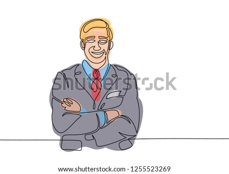 Multicolored isolated translucent color illustrations One Line Drawing or Continuous businessman.