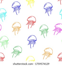 Patrón de medusas multicolor. Imagen sin inconveniente. Vector