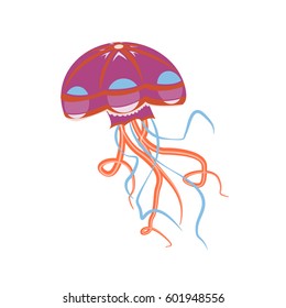 Multicolored jellyfish. Purple, blue, orange. Vector illustration, isolated on white background. Illustration can be used in the newsletter, brochures, postcards, tickets, advertisements, banner.