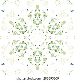 Multicolored kaleidoscopic tile element colored with stylish palette. Symmetrical seamless pattern that can be used as a background texture or for print.