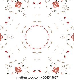 Multicolored kaleidoscopic tile element colored with stylish palette. Symmetrical seamless pattern with vintage flavour.