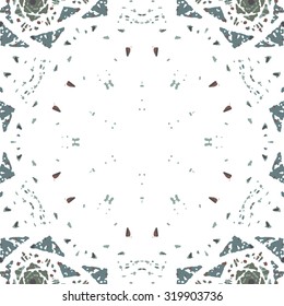 Multicolored kaleidoscopic tile element colored with stylish palette. Symmetrical seamless pattern that can be used as a background texture or for print.