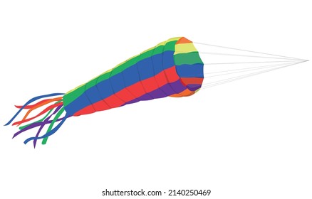 multicolored kite isolated on white background. wind socks. parafoils. kite in the sky. flat vector.