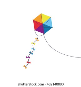 Multicolored kite toy with bowties icon.Park and season theme . Colorful design. Vector illustration