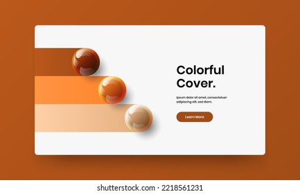 Multicolored landing page vector design concept. Original realistic spheres catalog cover template.