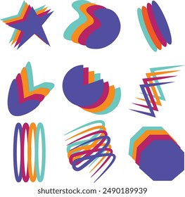 Multicolored Layered Abstract Geometric Shapes Collection