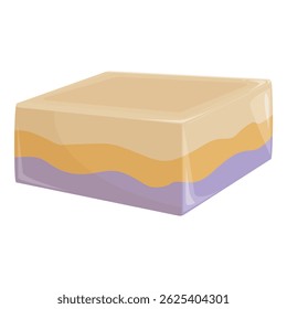 Multicolored layered soap bar showing hygiene and cleanliness for washing and bathing