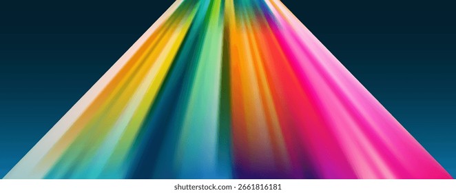 Multicolored layered stream. Flow motion color perspective path. Vector image. Abstract motion wave background