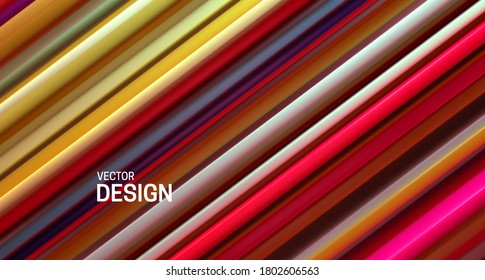 Multicolored layered surface. Abstract geometric background. Vector illustration. Random layers pattern. Striped texture. Natural elegant decoration. Diagonal slices. Banner or cover design.