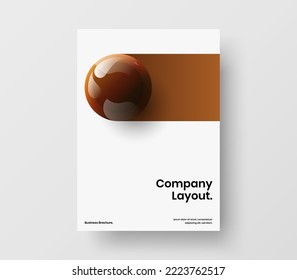 Multicolored leaflet A4 vector design template. Vivid realistic spheres placard illustration.