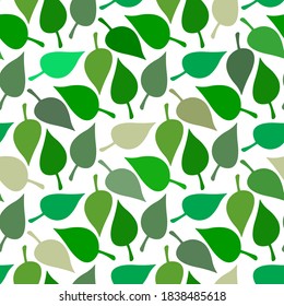 Multicolored leaves isolated on white background. Cute natural seamless pattern. Vector flat graphic illustration. Texture.