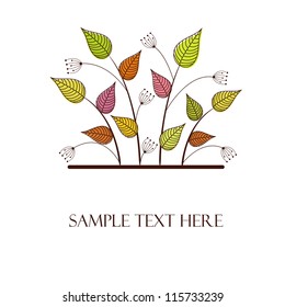 Multicolored leaves on a white background