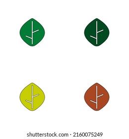 Multicolored leaves on a white background
