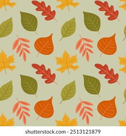Multicolored Leaves Seamless Pattern, Organic