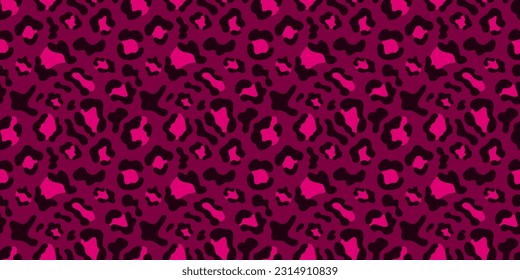 Multicolored Leopard Seamless Pattern. Pink background and white spots. Viva Magenta. Long rectangular print