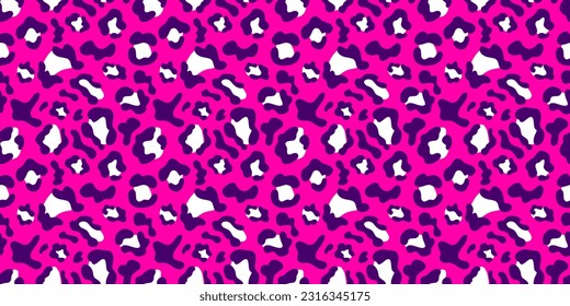 Multicolored Leopard Seamless Pattern. Pink background and purple spots. Long rectangular print