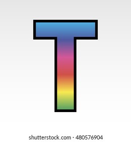 Multicolored letter with black border