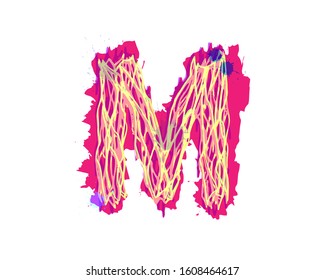 Multicolored letter with blots and smudges of paint.