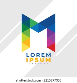 Multi-colored Letter M Logo, Rainbow-colored LETTER M Trans Style, Monogram Logo Style. Prism Logo