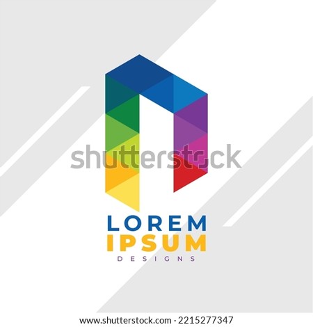 Multi-colored Letter N Logo, Rainbow-colored LETTER N Trans Style, Monogram Logo Style. Prism Logo Foto stock © 