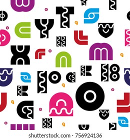 Multicolored letters on white background, seamless pattern