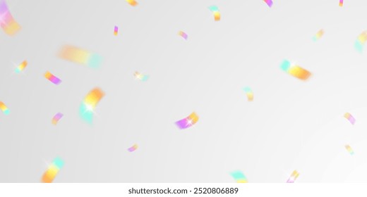 Multicolored light effect and zigzag ribbons falling from above on streamer, tinsel vector