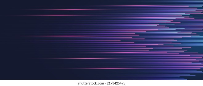 Multicolored light trails abstract. Motion blur effect, separated lines on dark violet background