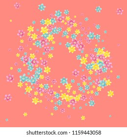 Multicolored lilies on a pink background.